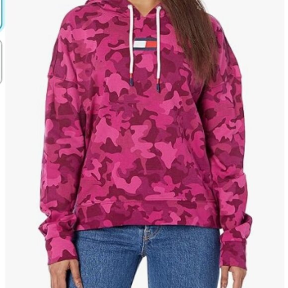 Tommy Hilfiger Sport Drop Shoulder Long Sleeve Camouflage V-Back Cutout Hoodie S - Picture 8 of 8